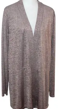 Susan Graver Metallic Pink Cardigan Size XL Susan Graver Pink Open Cardigan