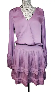 DO+BE Lilac Long Sleeve Tiered Mini Dress Size S NWOT