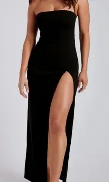Meshki Maxi Split Front Dress Black Strapless Size Medium NWT