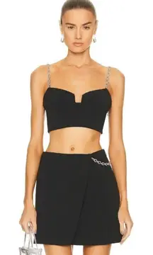 NWT Jonathan Simkhai‎ Crystal Trina Cropped Top in Black Sz 2 $395