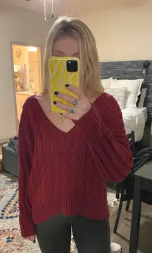 Red Cable Knit Sweater