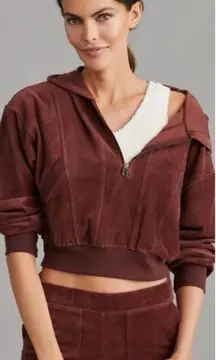 NWT Anthropologie Daily Practice brown velour hoodie sz L