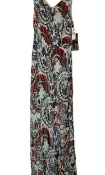 2OH Two Old Hippies Jean Marie Velour Paisley Print Maxi Dress Sz S Blue Red Boh
