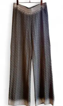 Sack's 100% Cotton Cable Knit Sweater Wide Leg Pants in Gray Ombre size M/L