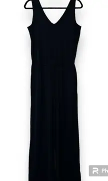 Daily Ritual size medium v neck solid black one piece pants romper elastic waist