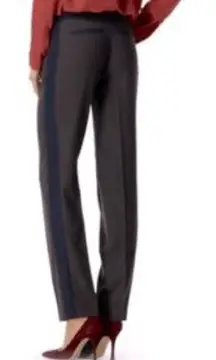 Club Monaco Pants Low Rise Size 00 Gray Black Lamb Leather Wool Tuxedo Stripe‎