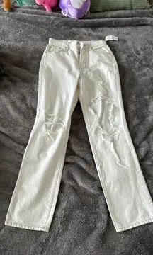 White Distressed Dad Jeans