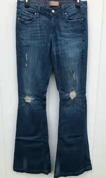 Paige manning medium‎ wash jeans women’s size 27 distressed flare