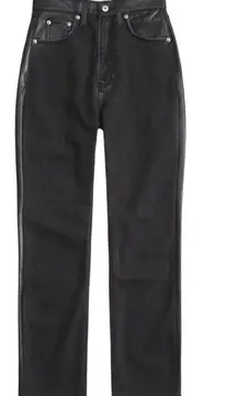 Abercrombie & Fitch Mixed Fabric Curve Love Ultra High Rise Ankle Straight Jean