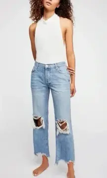 Free People Maggie Mid Rise Straight Leg Jeans in Aged To Perfection Size 27