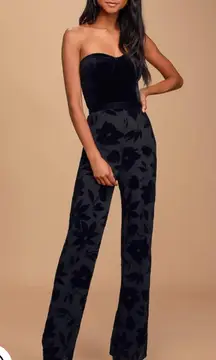 Velvet Strapless Black Jumpsuit