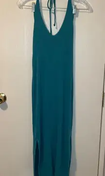 Old Navy Teal Sleeveless Halter Dress Built in Bra No Pads Size Small