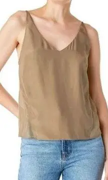 J Brand Lucy Silk V-Neck Camisole L Tan