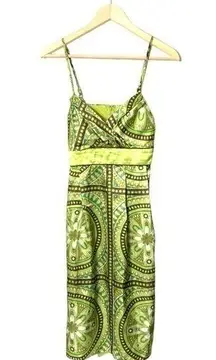 vintage Y2K Slip dress Studio Y satin geometric floral print 9/10 boho chic