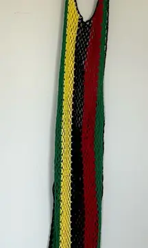 NWT Fashion Nova Sheer Crochet Knit Rasta Halter Neck Open Back Cover Up Size XL