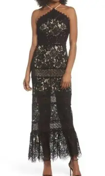 Black Lace  Halter Neck Tabitha Cocktail Dress / Maxi-Length Gown