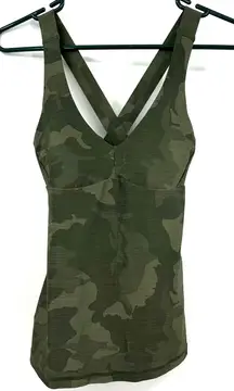 Prana Sz XS Tank Top Green Camo‎ X Back Athletic Activewear Gym Exercise Running