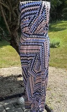 Susanna Monaco Aztec color block strapless maxi dress