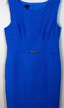Talbots Cobalt Blue Basketweave Jacquard Sheath Dress Size 16 NWT