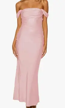 Pink Satin Midi Dress