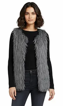 Design History Grey Faux Fur Knit Vest Size Large