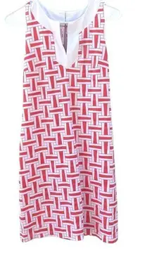 Britt Womens size XS coral pink and white sleeveless retro mod 60s style dress