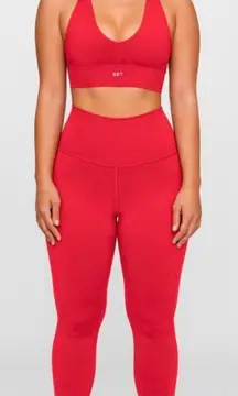 SET ACTIVE Red Sculptflex Set Sports Bra Leggings Matching Set Workout Pilates