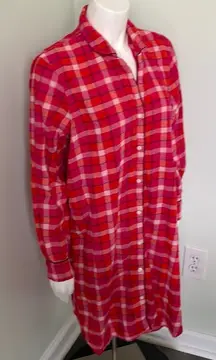 Land’s End Pink Plaid Flannel Night Shirt