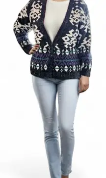 Vintage 90s snowflake cardigan sweater button down knit winter holiday