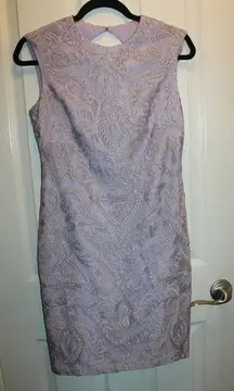 Vince Camuto Lilac Lavender Metallic Embroidered Lace Sheath Dress size 4