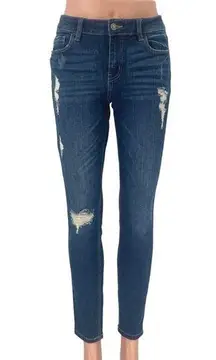 Studio Blue Distressed Mid Rise Stretch Skinny Jeggings Denim Jeans Pants Sz 27