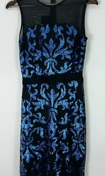The Limited Sheath Dress 6 Black Blue‎ Sequin Mesh Overlay Cocktail Party Glam