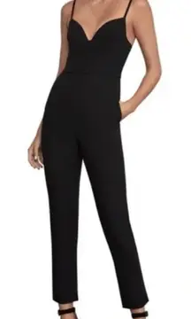 BCBGMaxAzria Jumpsuit Womens‎ Sz XS Black Open Back Minimalist Modern Structured