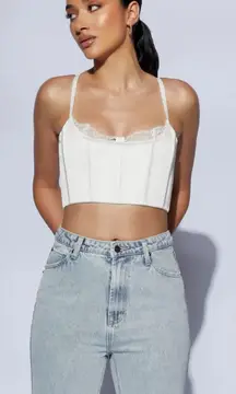 NWT Meshki Lake Lace Cami Crop Top Size Small White Corset Bustier Bridal