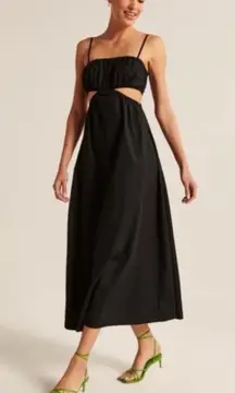 Abercrombie and Fitch black cotton maxi cut out dress casual fall formal boho XL