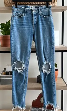 PAIGE Hoxton Ankle Peg Leg Mid-Rise Distressed Jeans, 26