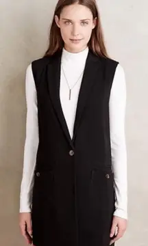 Anthropologie Cartonnier Jess Tailored Vest Women's XS Black Sleeveless Button