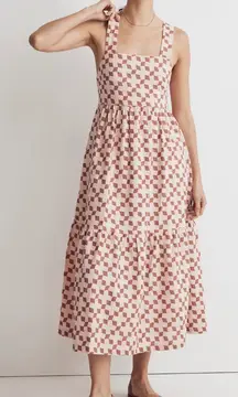 Madewell Pink Brown Geo‎ Print Cicely Tiered Maxi Dress