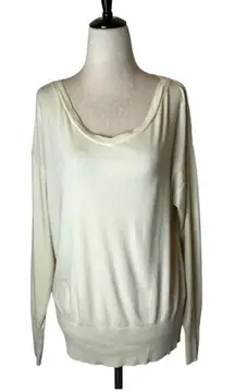 COS Sweater Women Small Ivory V Neck Cotton‎ Blend Ribbed Lightweight Pullover