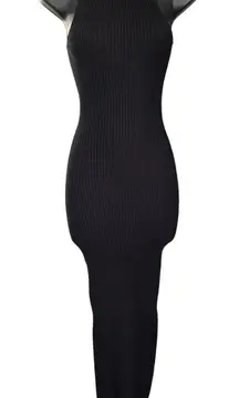 Meshki Knit Ribbed Bodycon Maxi Dress sz XS Black