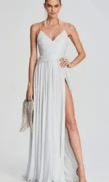 Retrofete Doss Dress in Silver/White Size Medium Maxi NWT Spaghetti Straps