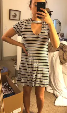 Choker Striped T Shirt Dress