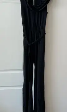 Cowl neck short sleeve long belted classy Jumpsuit