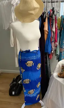 Blue Seashell Wrap Skirt/Swim Cover Up L-XL