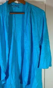 Fresh‎ Produce Cardigan Sweater Large Beachy Coastal Grandma Lightweight Blue