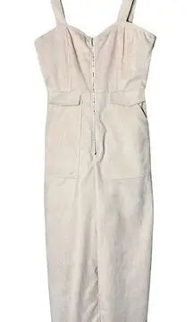 Nasty Gal‎ Corduroy Cream Zip Up Jumpsuit Size 6