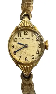 Vintage Bulova Women's Watch 10K RGP‎ Bezel Gold Tone Dainty Expansion Band