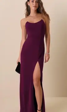 NWOT Lulus Sensational Beauty Plum Purple Strapless Maxi Dress Wedding Prom Sz M
