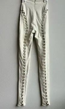 Oh Polly NWT  White Cream Suede Lace Up Tie Up High Rise Pants Size XS / 2