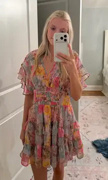 Pink multi color dress 